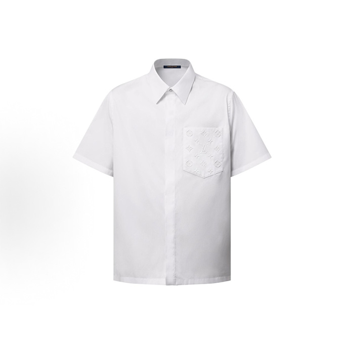 lv louis vuitton monogram embossed short sleeve shirt